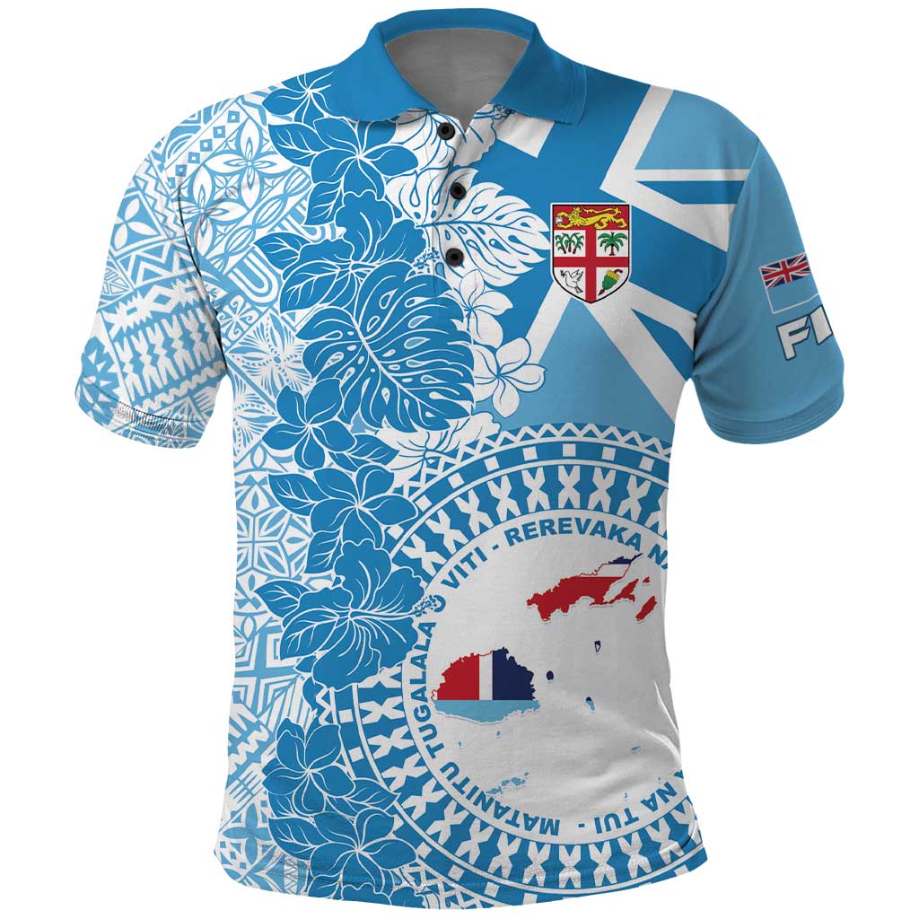 Personalised Fiji Day Polo Shirt Fijian Map Hibiscus Tapa Pattern LT01