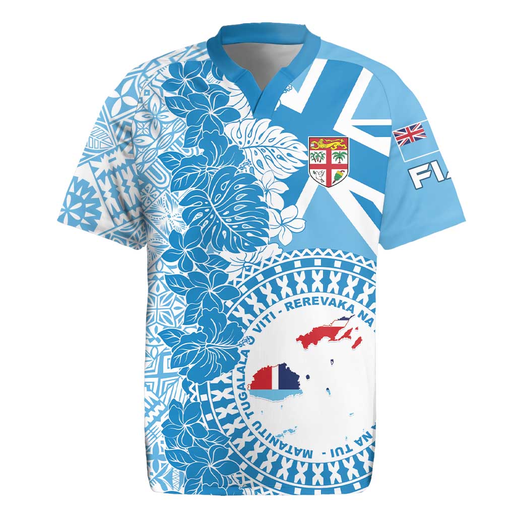 Personalised Fiji Day Rugby Jersey Fijian Map Hibiscus Tapa Pattern LT01