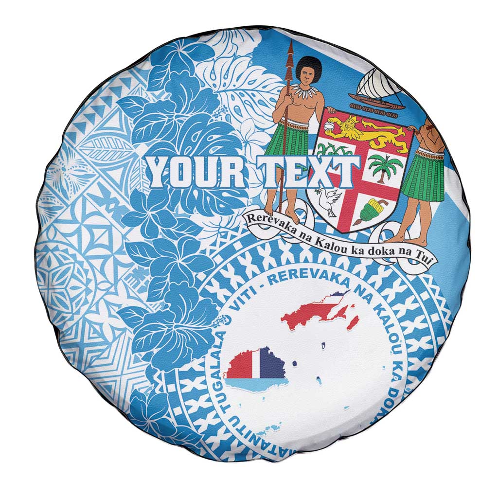 Personalised Fiji Day Spare Tire Cover Fijian Map Hibiscus Tapa Pattern