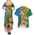 Personalised Malampa Fiji Day Couples Matching Summer Maxi Dress and Hawaiian Shirt Tropical Tapa Pattern