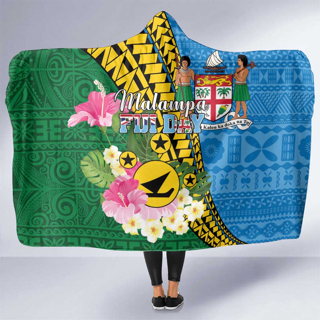 Malampa Fiji Day Hooded Blanket Tropical Tapa Pattern