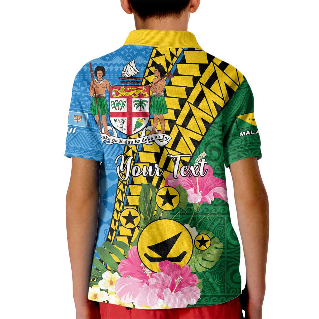 Personalised Malampa Fiji Day Kid Polo Shirt Tropical Tapa Pattern