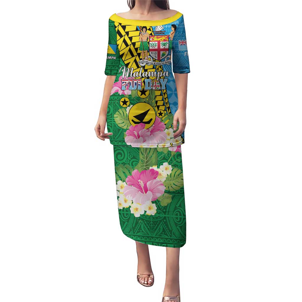 Personalised Malampa Fiji Day Puletasi Tropical Tapa Pattern