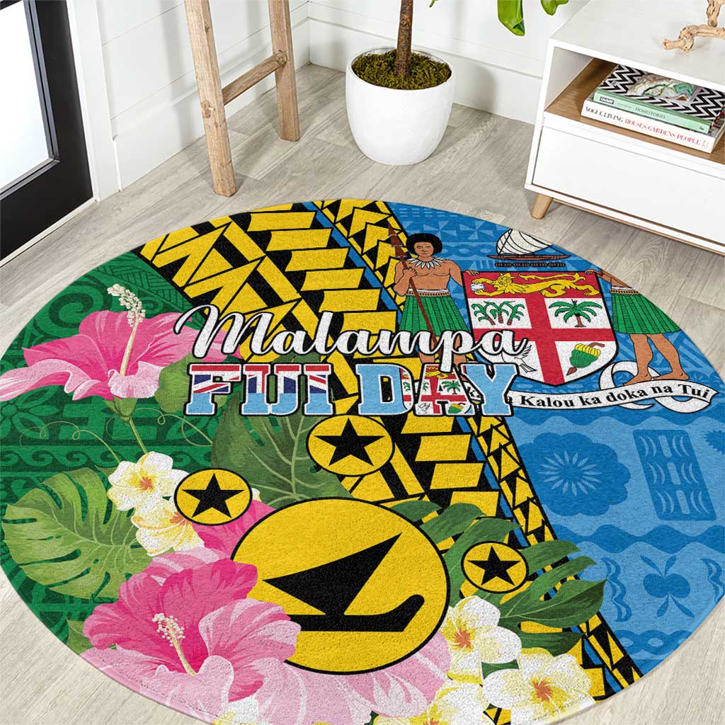 Malampa Fiji Day Round Carpet Tropical Tapa Pattern