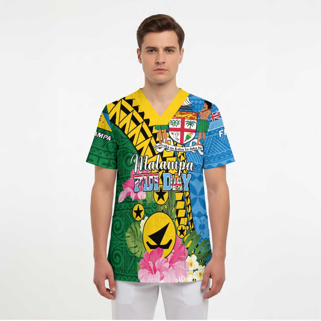 Personalised Malampa Fiji Day Scrub Top Tropical Tapa Pattern LT01 - Polynesian Pride