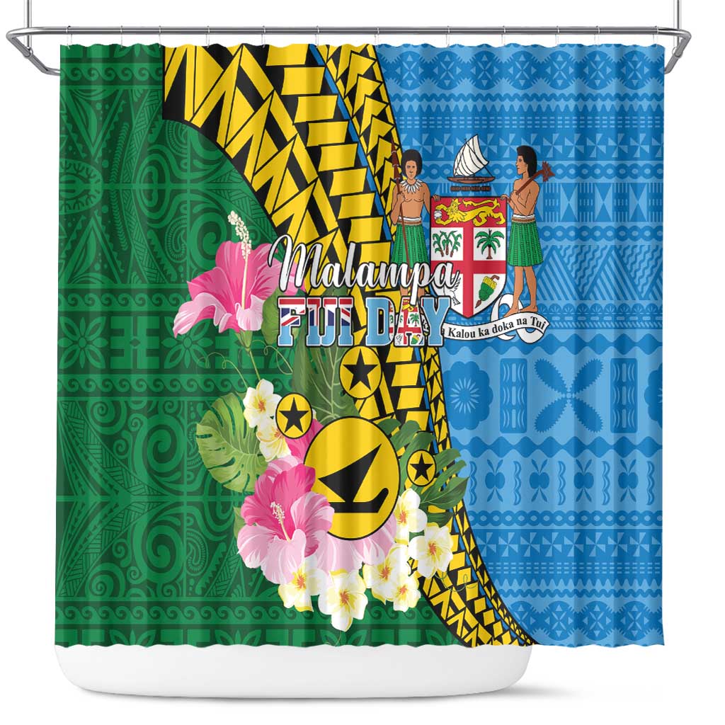 Malampa Fiji Day Shower Curtain Tropical Tapa Pattern