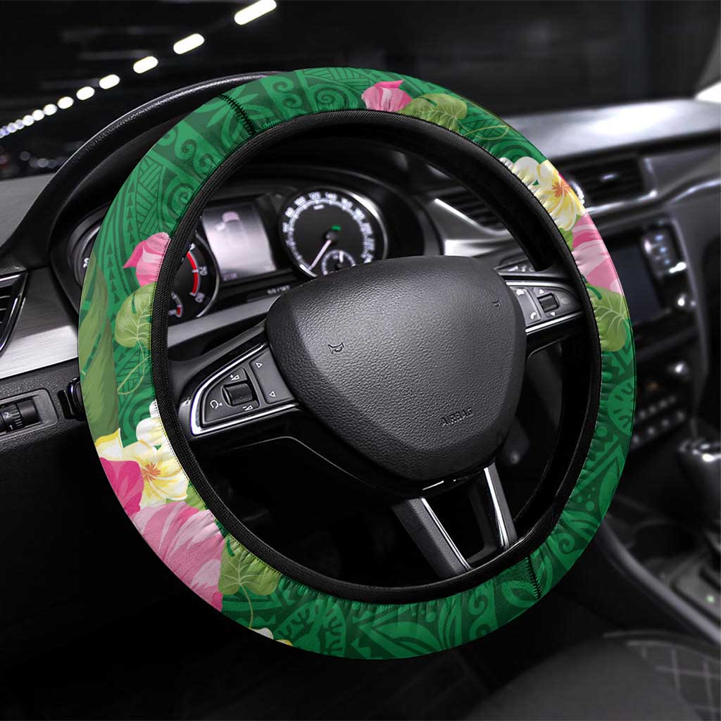 Malampa Fiji Day Steering Wheel Cover Tropical Tapa Pattern