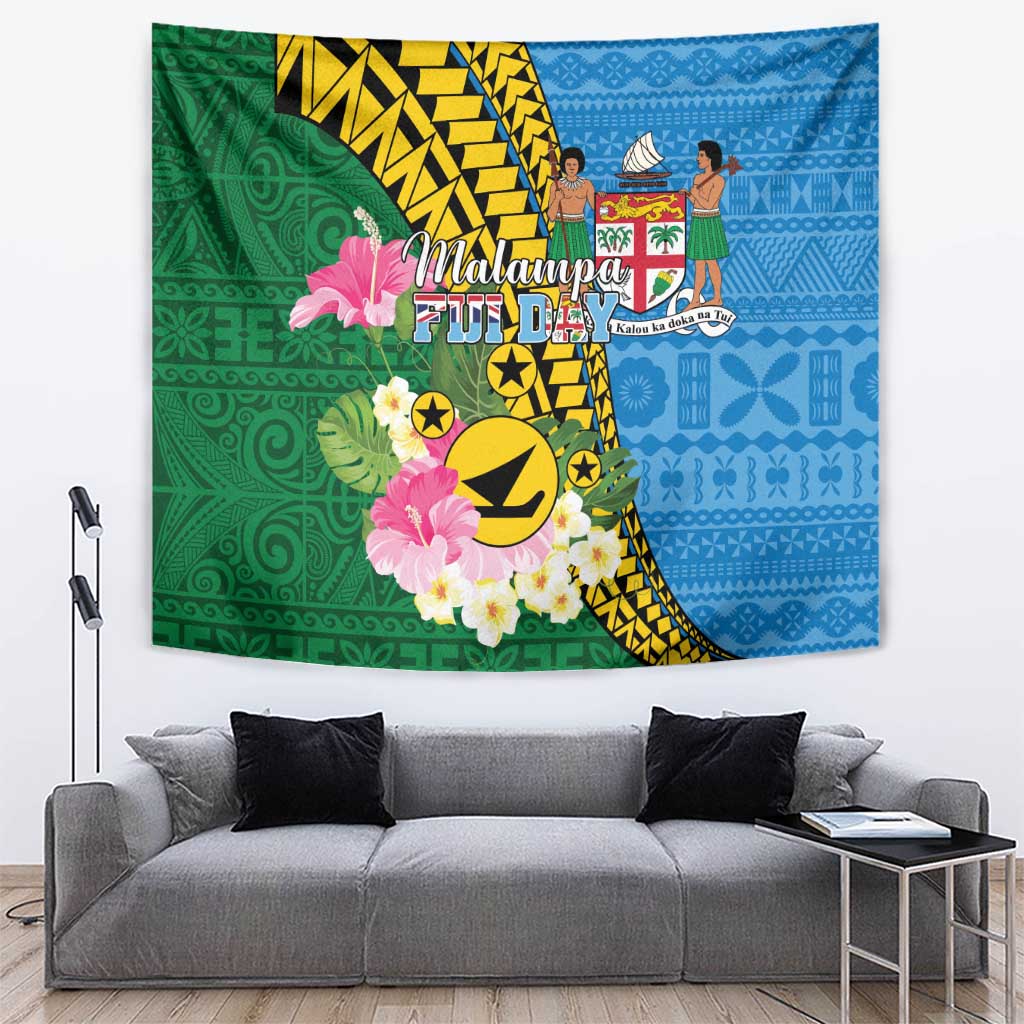 Malampa Fiji Day Tapestry Tropical Tapa Pattern