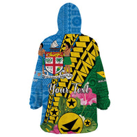 Personalised Malampa Fiji Day Wearable Blanket Hoodie Tropical Tapa Pattern