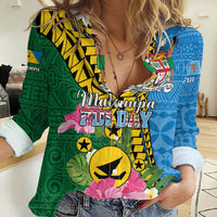 Personalised Malampa Fiji Day Women Casual Shirt Tropical Tapa Pattern