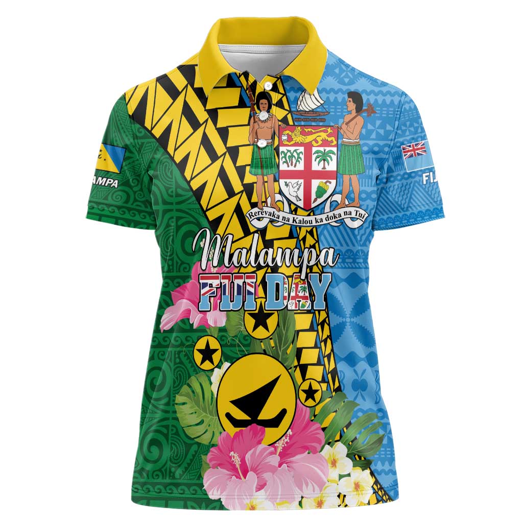 Personalised Malampa Fiji Day Women Polo Shirt Tropical Tapa Pattern