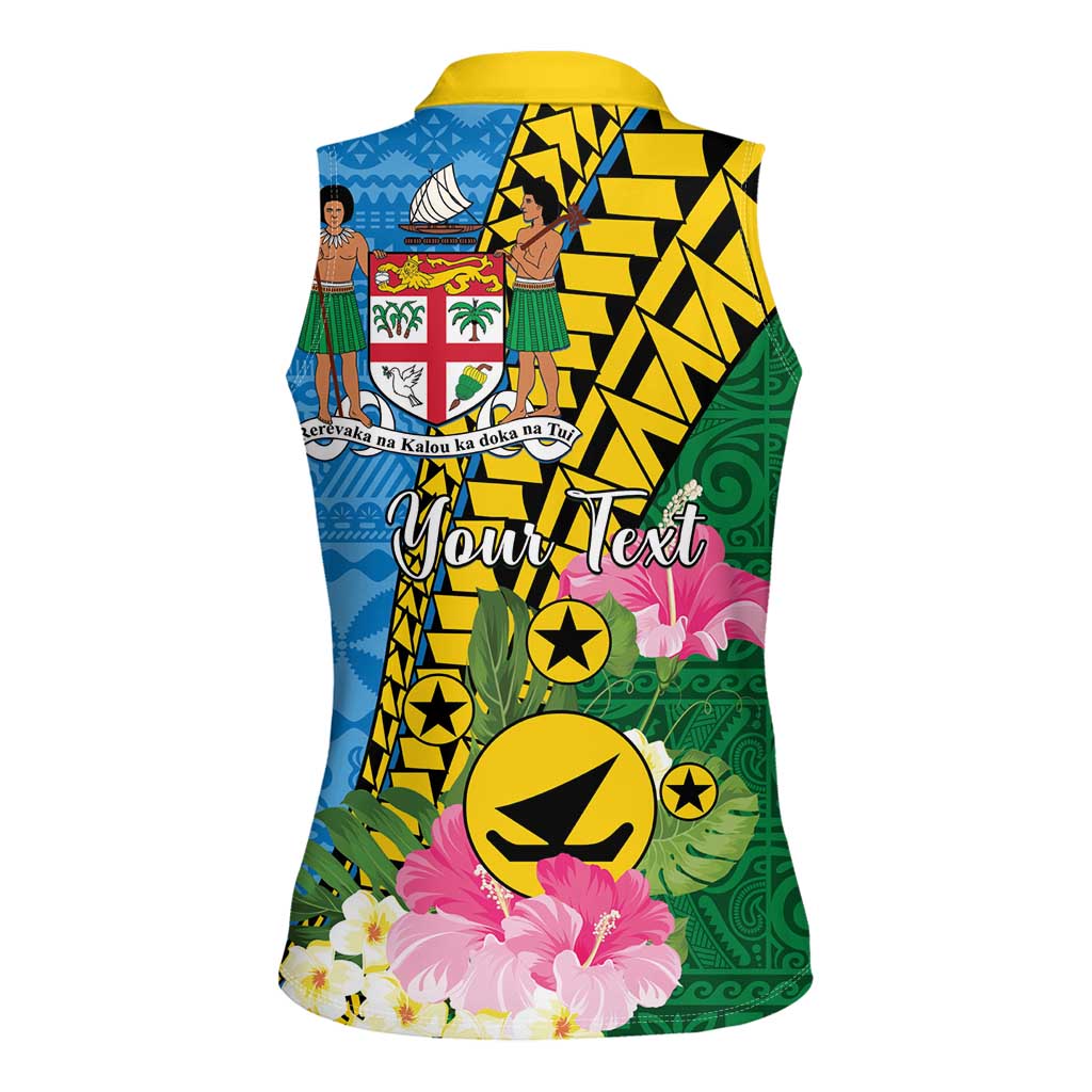 Personalised Malampa Fiji Day Women Sleeveless Polo Shirt Tropical Tapa Pattern