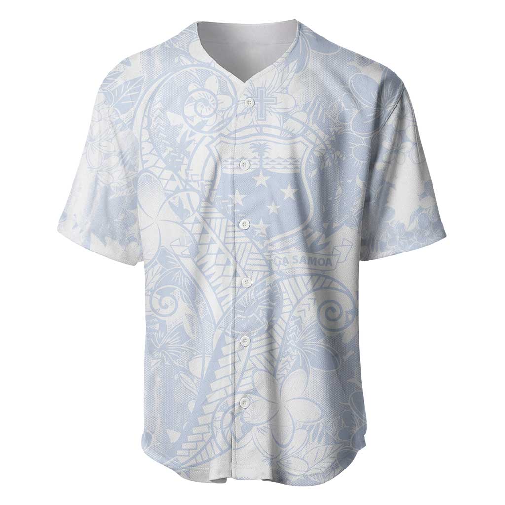 Samoa White Sunday Baseball Jersey Plumeria Floral