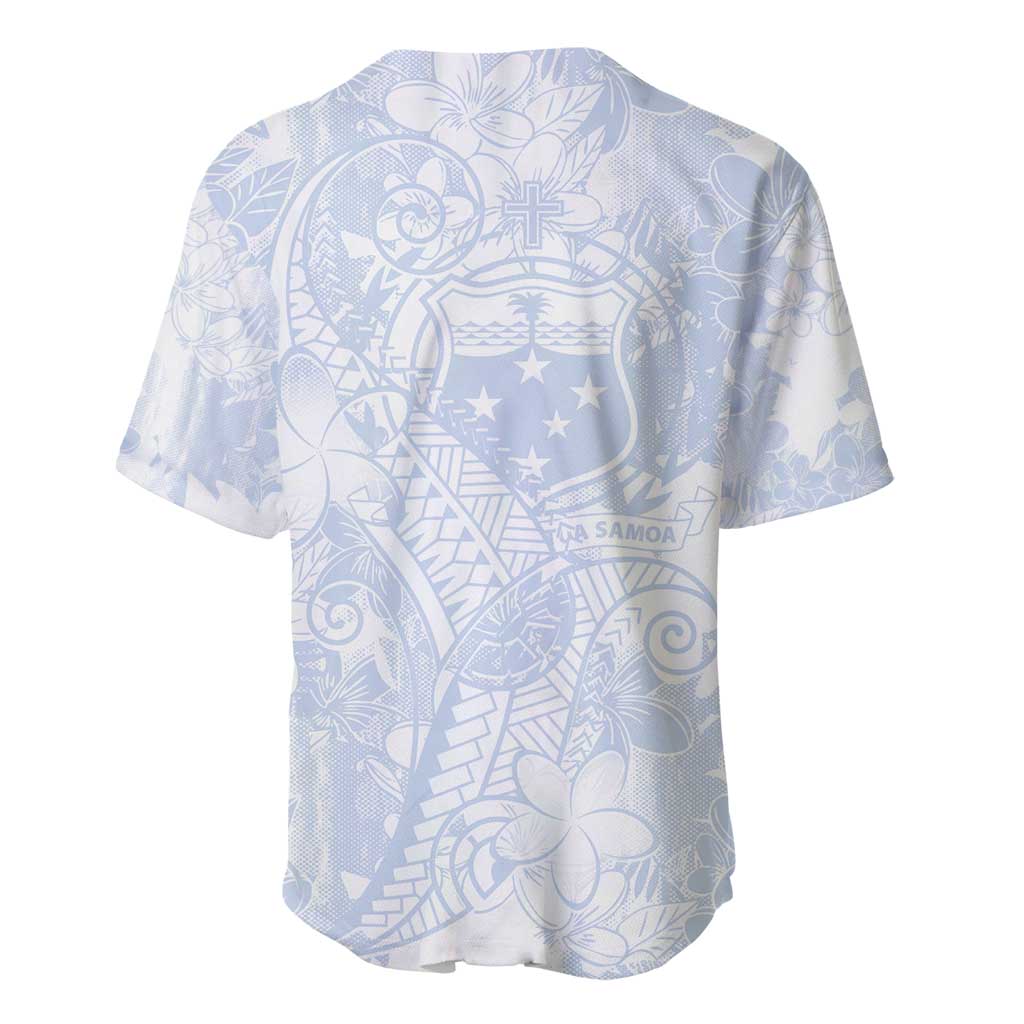 Samoa White Sunday Baseball Jersey Plumeria Floral