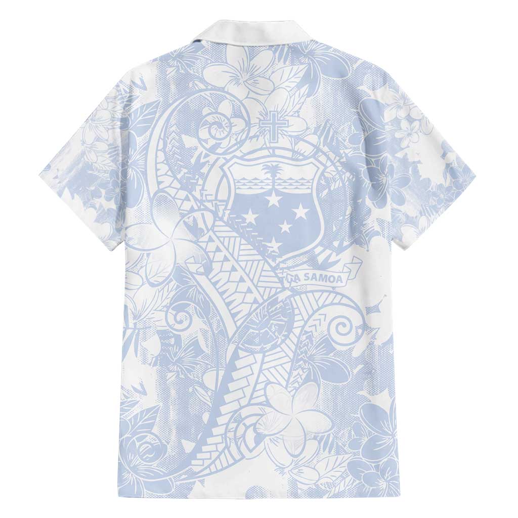 Samoa White Sunday Family Matching Long Sleeve Bodycon Dress and Hawaiian Shirt Plumeria Floral