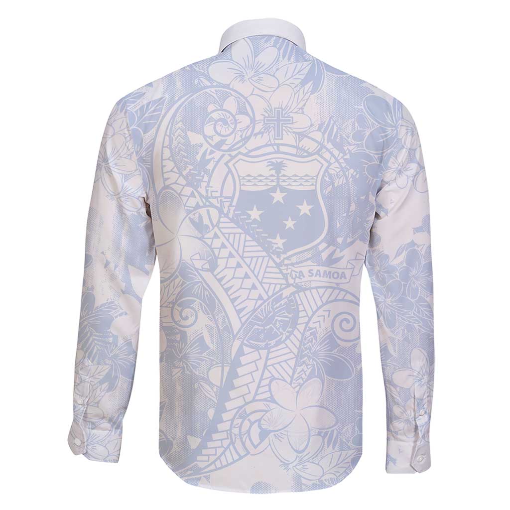 Samoa White Sunday Family Matching Short Sleeve Bodycon Dress and Hawaiian Shirt Plumeria Floral