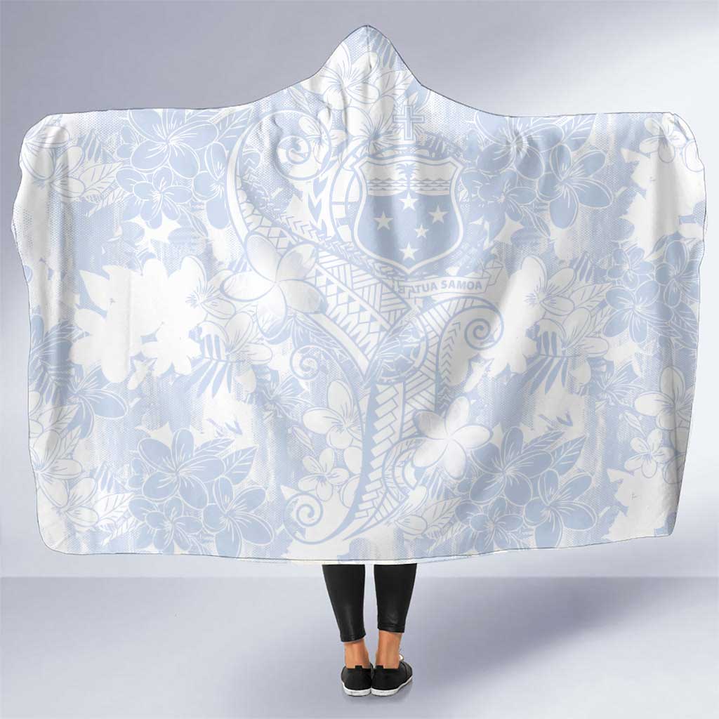 Samoa White Sunday Hooded Blanket Plumeria Floral