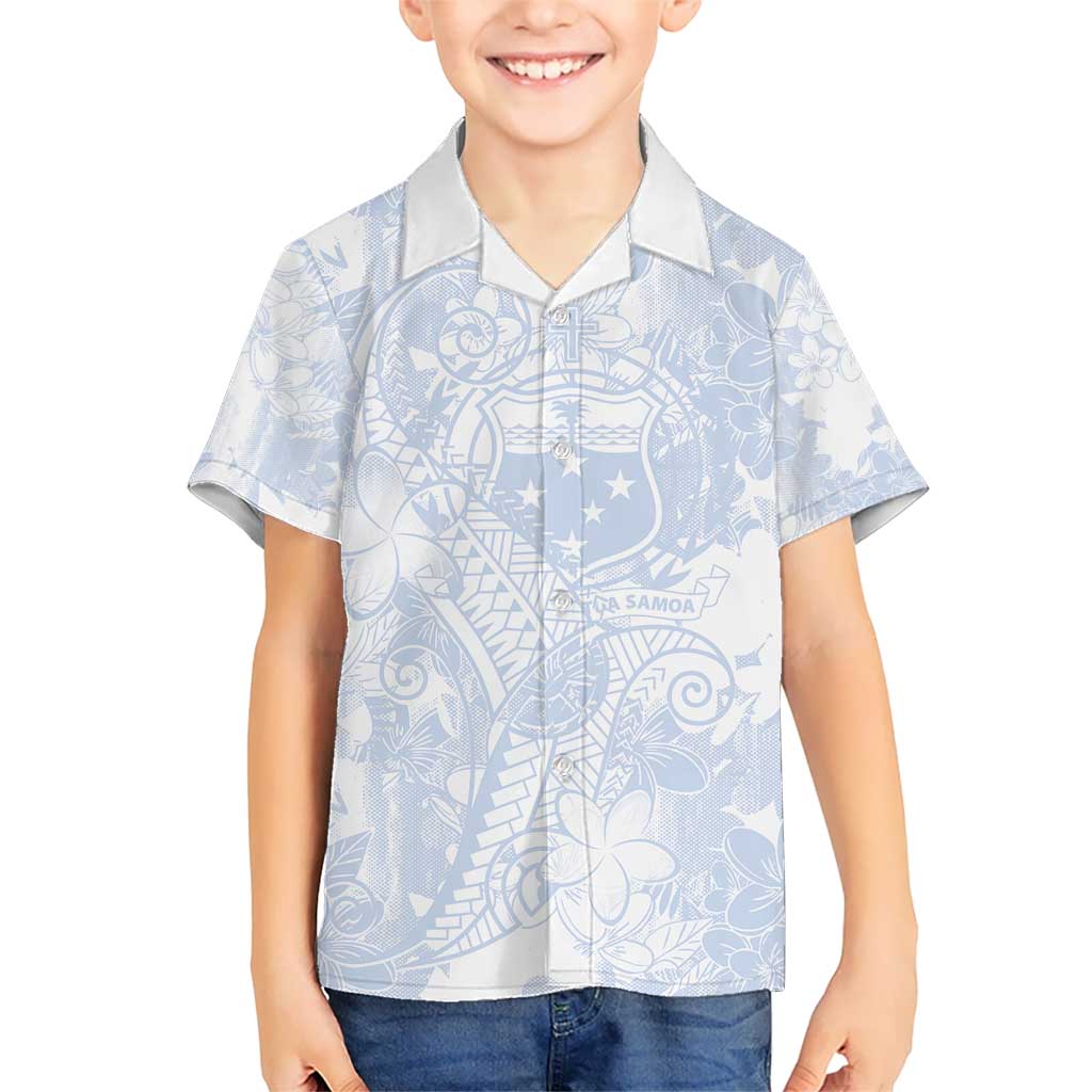 Samoa White Sunday Kid Hawaiian Shirt Plumeria Floral