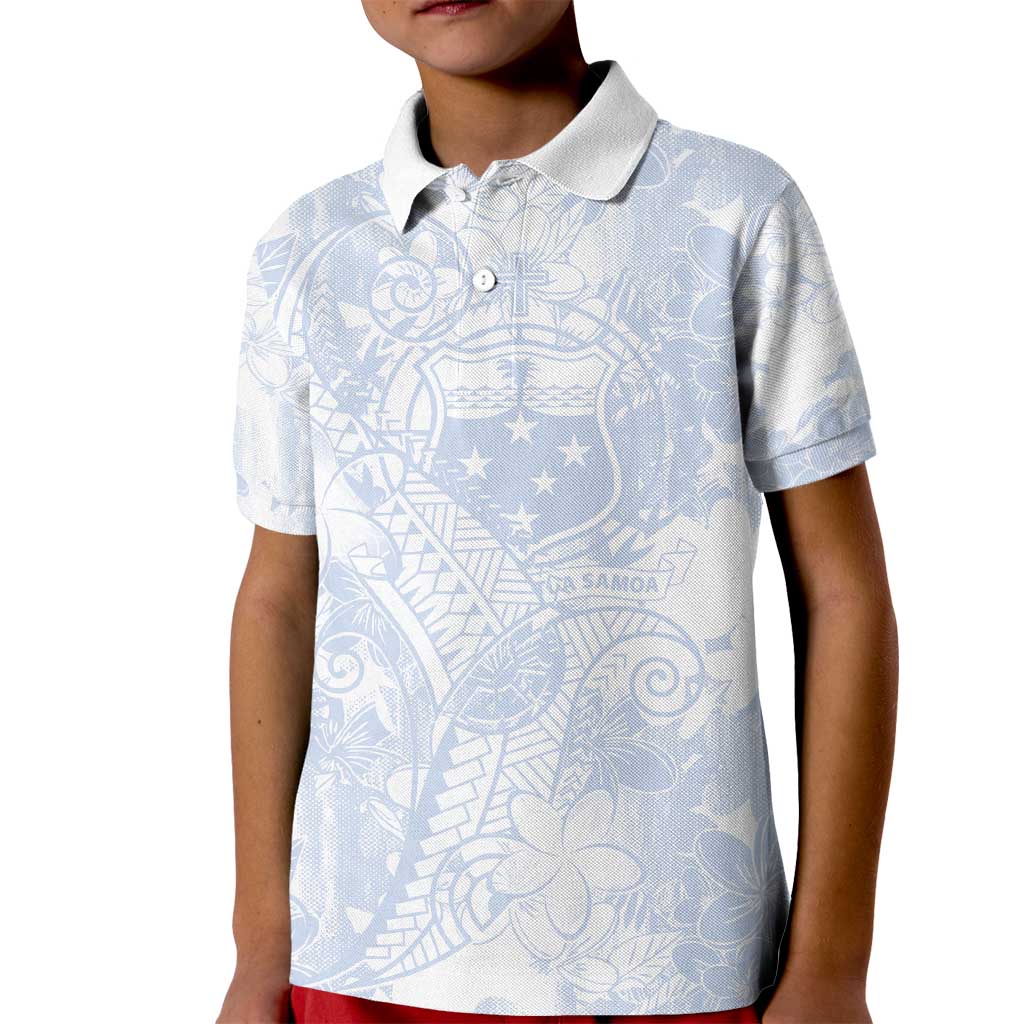 Samoa White Sunday Kid Polo Shirt Plumeria Floral