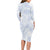 Samoa White Sunday Long Sleeve Bodycon Dress Plumeria Floral