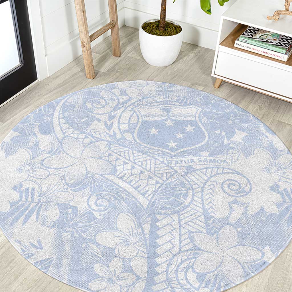 Samoa White Sunday Round Carpet Plumeria Floral