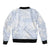 Samoa White Sunday Sleeve Zip Bomber Jacket Plumeria Floral