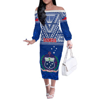 samoa-rugby-family-matching-off-shoulder-long-sleeve-dress-and-hawaiian-shirt-manu-samoa-polynesian-tatoo-pattern