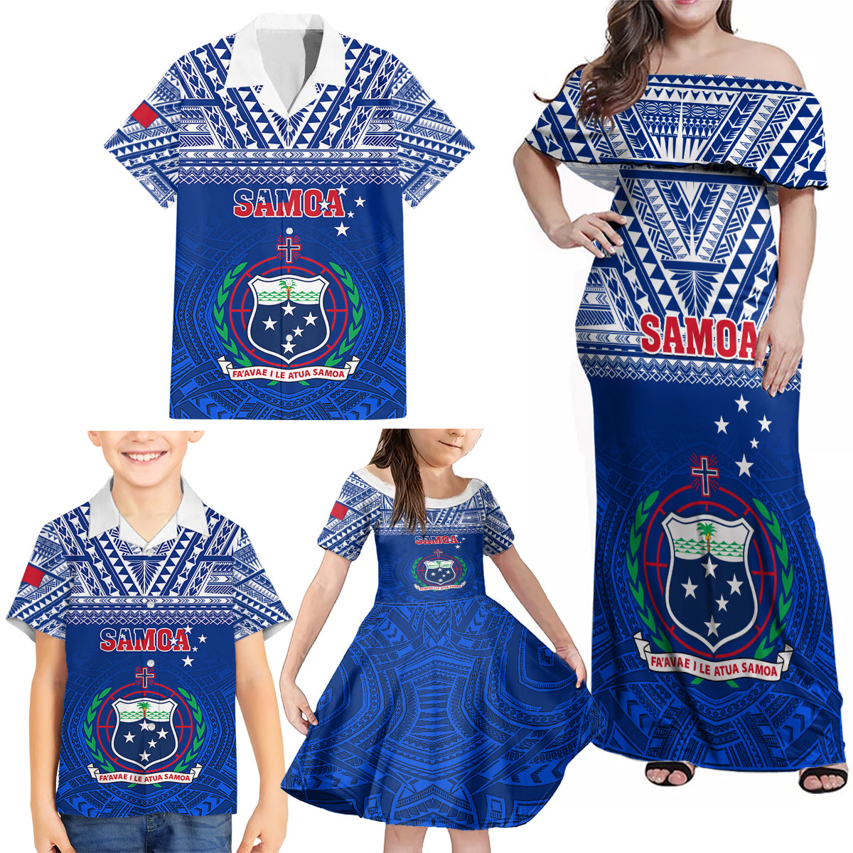 samoa-rugby-family-matching-off-shoulder-maxi-dress-and-hawaiian-shirt-manu-samoa-polynesian-tatoo-pattern