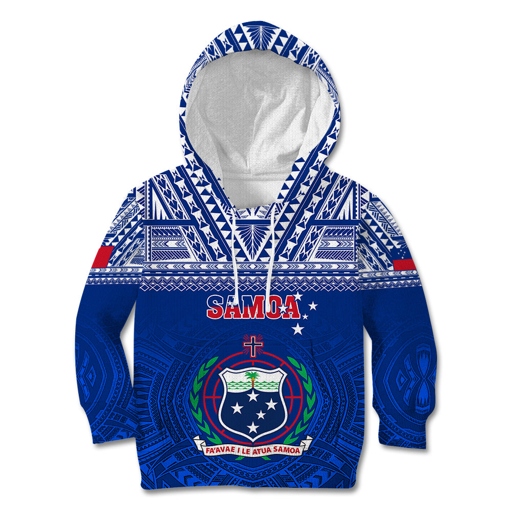 Samoa Rugby Kid Hoodie Manu Samoa Polynesian Tatoo Pattern LT01 Hoodie Blue - Polynesian Pride