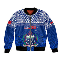 Custom Samoa Rugby Bomber Jacket Manu Samoa Polynesian Tatoo Pattern LT01 Unisex Blue - Polynesian Pride