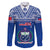 Custom Samoa Rugby Family Matching Puletasi Dress and Hawaiian Shirt Manu Samoa Polynesian Tatoo Pattern LT01 Dad's Shirt - Long Sleeve Blue - Polynesian Pride