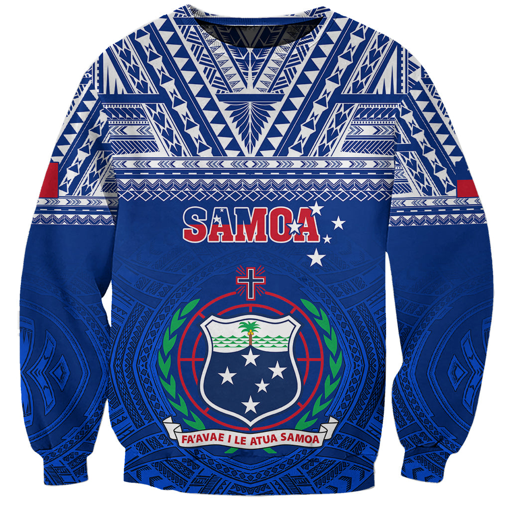 Custom Samoa Rugby Sweatshirt Manu Samoa Polynesian Tatoo Pattern LT01 Unisex Blue - Polynesian Pride