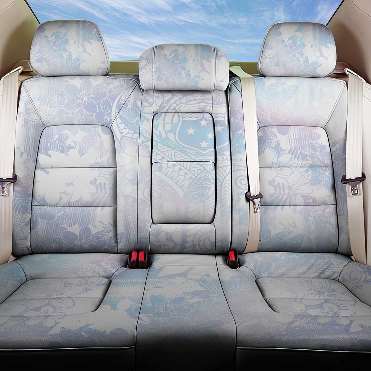 Samoa White Sunday Back Car Seat Cover Sweet Pastel Plumeria Floral