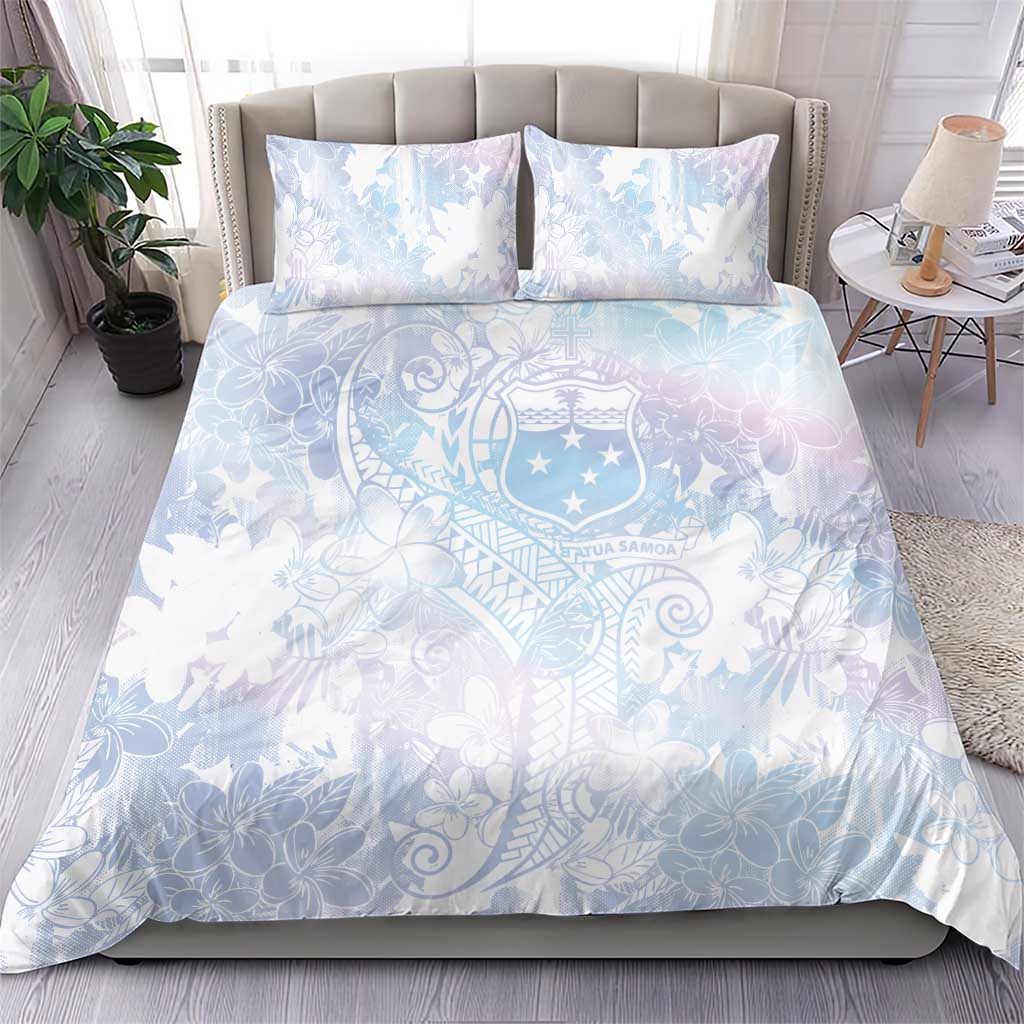 Samoa White Sunday Bedding Set Sweet Pastel Plumeria Floral