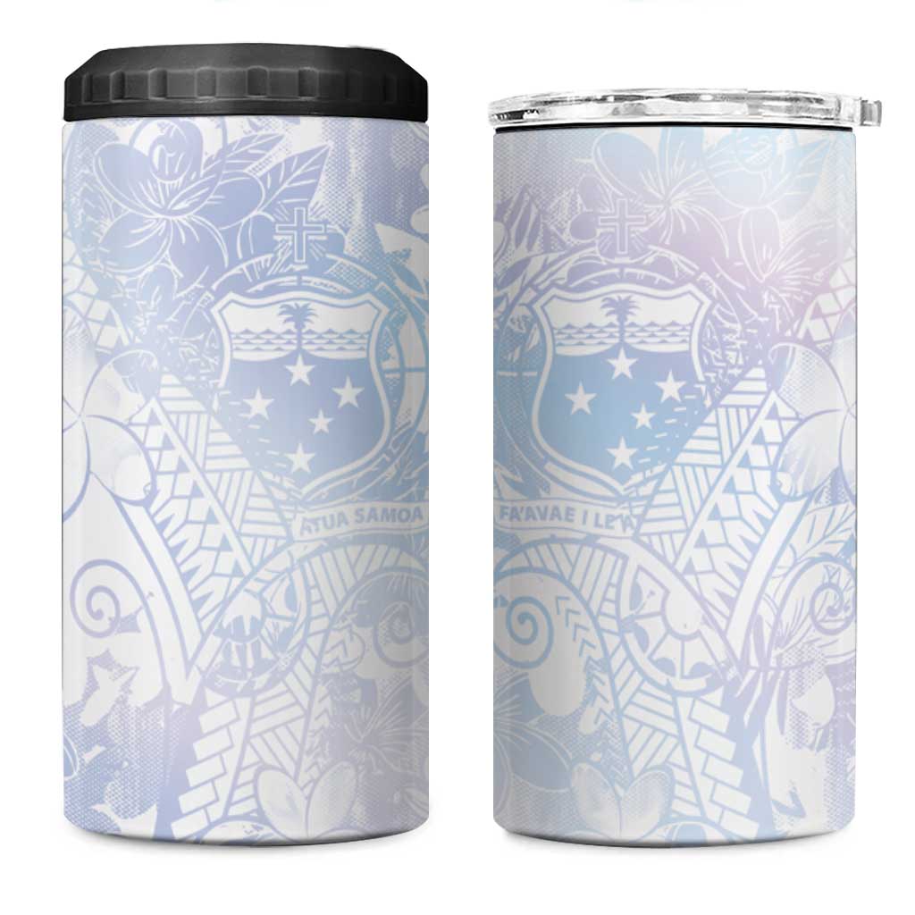 Samoa White Sunday 4 in 1 Can Cooler Tumbler Sweet Pastel Plumeria Floral