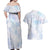 Samoa White Sunday Couples Matching Off Shoulder Maxi Dress and Hawaiian Shirt Sweet Pastel Plumeria Floral