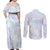 Samoa White Sunday Couples Matching Off Shoulder Maxi Dress and Long Sleeve Button Shirt Sweet Pastel Plumeria Floral