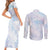 Samoa White Sunday Couples Matching Short Sleeve Bodycon Dress and Long Sleeve Button Shirt Sweet Pastel Plumeria Floral