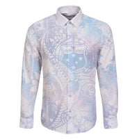 Samoa White Sunday Family Matching Off Shoulder Short Dress and Hawaiian Shirt Sweet Pastel Plumeria Floral