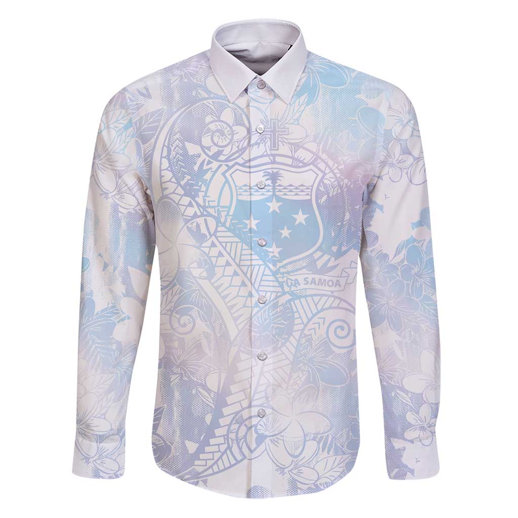 Samoa White Sunday Family Matching Puletasi and Hawaiian Shirt Sweet Pastel Plumeria Floral