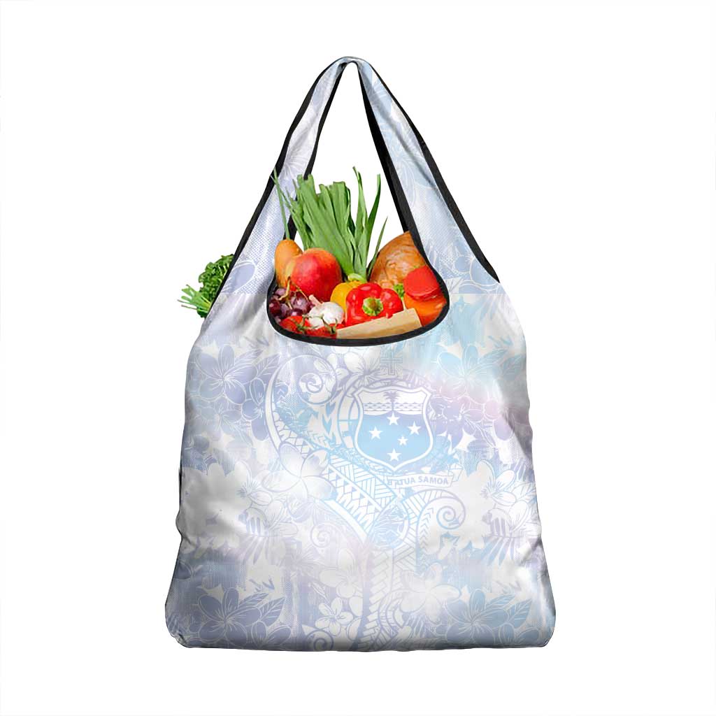 Samoa White Sunday Grocery Bag Sweet Pastel Plumeria Floral