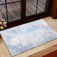Samoa White Sunday Rubber Doormat Sweet Pastel Plumeria Floral