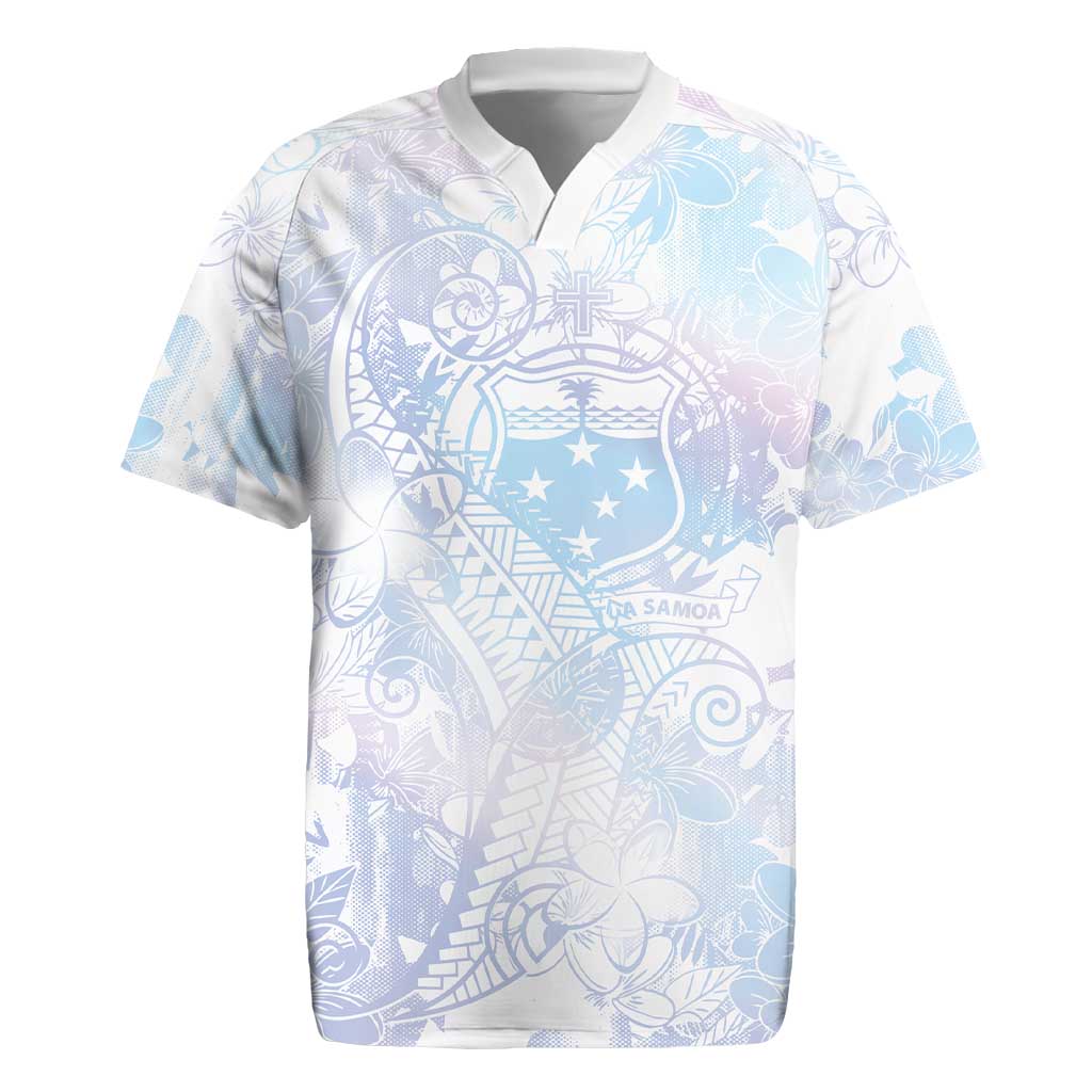 Samoa White Sunday Rugby Jersey Sweet Pastel Plumeria Floral