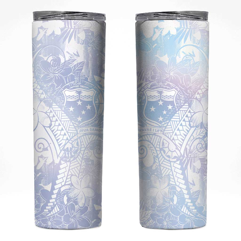 Samoa White Sunday Skinny Tumbler Sweet Pastel Plumeria Floral