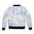 Samoa White Sunday Sleeve Zip Bomber Jacket Sweet Pastel Plumeria Floral