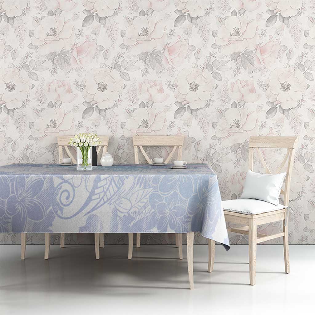Samoa White Sunday Tablecloth Sweet Pastel Plumeria Floral