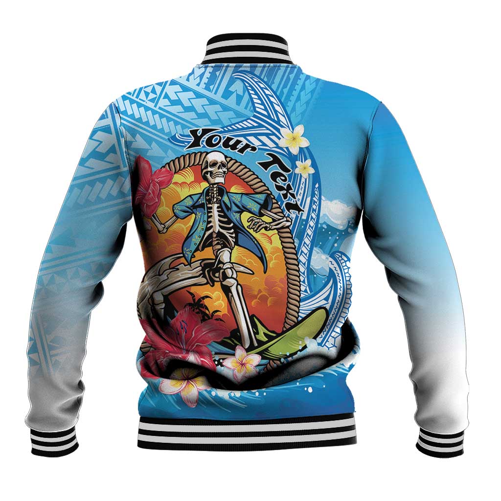Personalized Aloha Hawaii Skeleton Surfing Baseball Jacket Tribal Shark Plumeria LT01 - Polynesian Pride