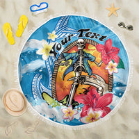 Personalized Aloha Hawaii Skeleton Surfing Beach Blanket Tribal Shark Plumeria LT01 One Size 150cm Blue - Polynesian Pride
