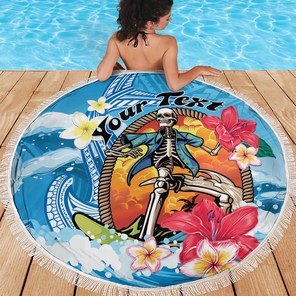 Personalized Aloha Hawaii Skeleton Surfing Beach Blanket Tribal Shark Plumeria LT01 - Polynesian Pride
