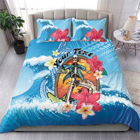 Personalized Aloha Hawaii Skeleton Surfing Bedding Set Tribal Shark Plumeria